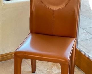 6pc Copenhagen Contemporary Leather Dining Chairs 39x17x18in seat: 17.5in HxWxD