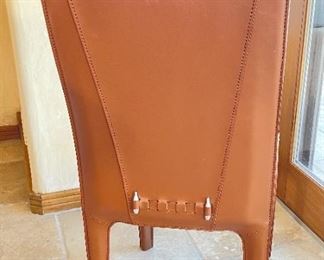 6pc Copenhagen Contemporary Leather Dining Chairs 39x17x18in seat: 17.5in HxWxD