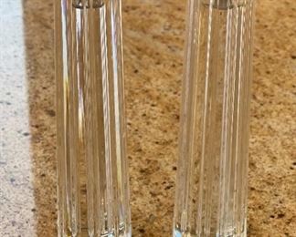 2pc 8in Tiffany & Co Atlas Candle Holders Crystal Glass Pair 8 inches high