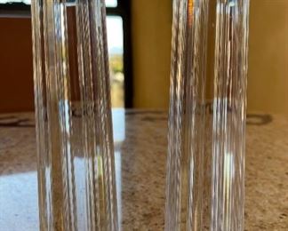 2pc 8in Tiffany & Co Atlas Candle Holders Crystal Glass Pair	8 inches high	
