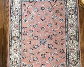Hand Knotted Wool Pink Asian Runner Rug 125x32in