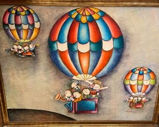 Huge Original Art Joyce Roybal Hot Air Balloons j Roy Bal 44 x 56 x 2 image 35.25x47.25