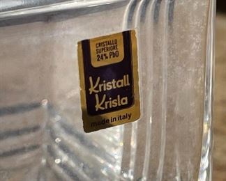 Italy Kristall Krisla Crystal Decanter 10 x 4.25 x 4.25 HxWxD