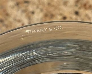 Tiffany & Co Glass Ice Bucket Scroll Handles	6.25 x 6.5 Diameter	
