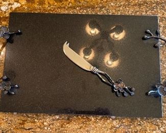 Michael Aram Black Orchid cheese board and knife		