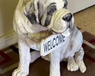 Full Size Bernard Resin Welcome Dog Statue 24 x 18 x 20in HxWxD