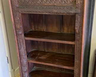 Hand Carved Rustic 3 shelf Bookshelf Cabinet 54 x 33.5 x 16.25in HxWxD