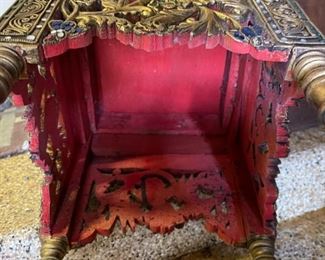 Rustic Carved wood Plant stand 20 x 12 x 12in HxWxD