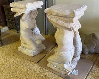 Massive 2pc Carved Stone Figural Statues Sculptures Greek Mythology Man Woman	36 x 20 x 18in	HxWxD
