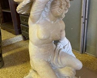 Massive 2pc Carved Stone Figural Statues Sculptures Greek Mythology Man Woman	36 x 20 x 18in	HxWxD
