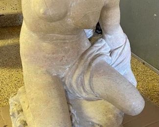 Massive 2pc Carved Stone Figural Statues Sculptures Greek Mythology Man Woman 36 x 20 x 18in HxWxD