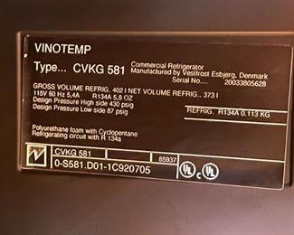 Vinotemp Fahrenheit 56 Wine Cooler 106Bottle Storage  CVKG 581	73x24x26in	HxWxD
