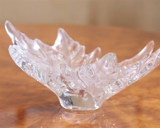 18in Lalique Champs Elysees Crystal Glass Centerpiece Bowl Frosted Clear 18inX10in