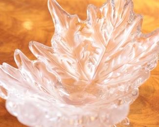 18in Lalique Champs Elysees Crystal Glass Centerpiece Bowl Frosted Clear 18inX10in