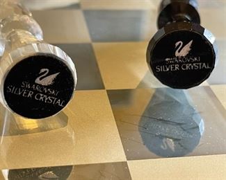 Swarovski Silver Crystal Chess Set Complete in Original Box	Board: 13.5x13.5	HxWxD
