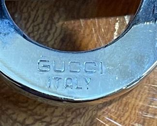 Authentic Vintage Gucci Black Belt with Chrome/ Gold monogram Buckle Size 85/34 7752 Size: 85/34