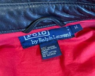 Polo Ralph Lauren Black Leather Jacket size medium	Size medium	
