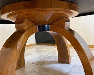 Giorgio Collection Italian Contemporary Race Track Dining Table w/ 6 chairs set High Gloss Burl Wood Table: 96 inches long 52 inches wide 30 inches tall chairs: 36 inches high 21.5 inches wide seating height 19.5