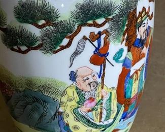 Handpainted Chinese vase	10. 25 inches tall 4.5 inches wide	
