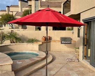Outdoor umbrella with stand		
