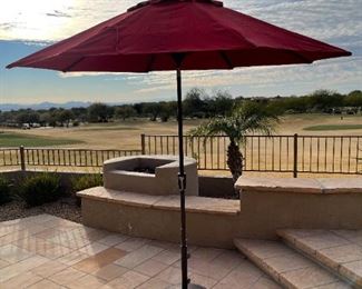 Outdoor umbrella with stand		
