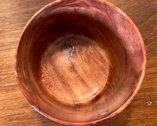 Figured Burl Wood Bowl Artist Made Hand Turned  Art	3.5in H  x 3.5in Diameter	
