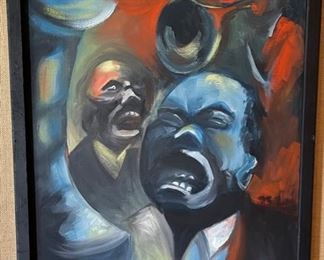 Original Art Mike Rokoff Jazz Trio Painting 1958	Frame: 38 x 28 x 2  Image: 29.75x 19.5in	
