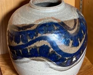 Artist Made Stoneware Glazed Vase	8.5in H x7.5in diameter	
