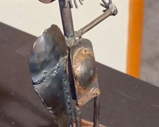 Vintage Metal Art Figure Man w/ Shield	9.75in H	
