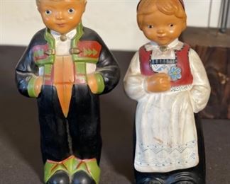 2pc Asumund S. Laerdal Stavanger Norwegian Rubber Toy Figures Doll Boy & Girl	7 & 6.25in h	
