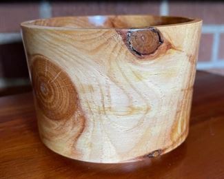 Italian Pine Burl Wood Bowl Artist Made Hand Turned  Art	3.75in H  x 5.25 in diameter	
