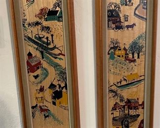 2pc Vintage RF Harnett Boat/Home Art PAIR Wall accessory Painting	32 x 17.5in	
