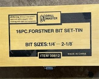 Drill Master Forstner Bit set 39812	Case: 3x13x6.25in	HxWxD
