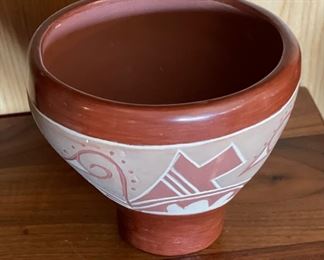 Luteria Atencio RED San Juan Pueblo Redware Pottery Native American Pot	5in H  x 6in Diameter	
