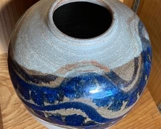 Artist Made Stoneware Glazed Vase	8.5in H x7.5in diameter	
