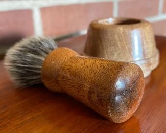 Artist Made Wood Shaving Brush w/ Holder	Brush 5 inch long	

