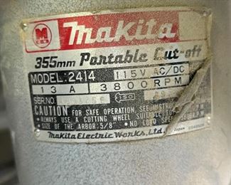 Makita 2414 Portable Cut-Off Chop Saw 355mm	21 x 11 x 20in	HxWxD
