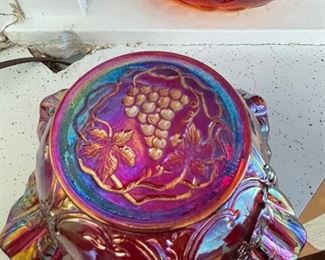 Mosser Ruby Red Glass Ruffled Candy Bowl - Grape Cherry.