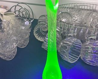 Vaseline Glass Bud Vase 