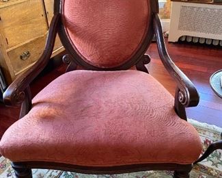 Victorian  Revival Cameo Back Mahogany Parlor Chair