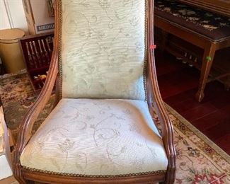  Eastlake Oak Diminutive Rocker ~ Beautifully Upholstered