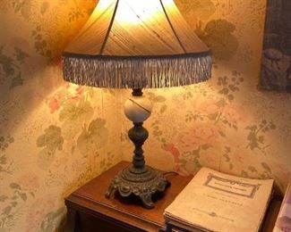Antique Brass and Marble Lamp