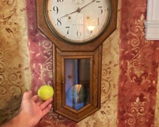 Seth Thomas - School House Clock  wall oak cabinet 