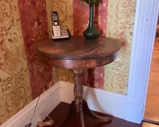 Drum Table , Brass Feet 