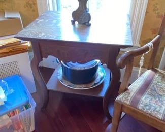 Eastlake oak  side table ( with scalloped skirt )