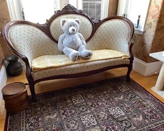 Late 19th Century Mahogany  Carved  Cameo Back Parlor Sofa