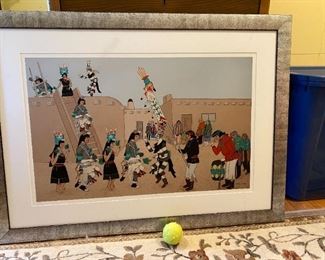 Pablita Velarde ~titled ~ Magarete's Grandmother ~                 ( She painted her people & celebrated their ways of life . )