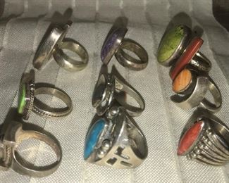 Signed Sterling  Navajo & Zuni Artisan Rings ~ including  ~ Christin Wolf ~ Etta Endito ~ Rickell & Glendora 