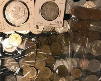 Foreign & Domestic Coins Silver ~ Brass ~ Copper
