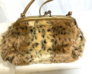 Faux Fur Animal Print Handbag, NWT
